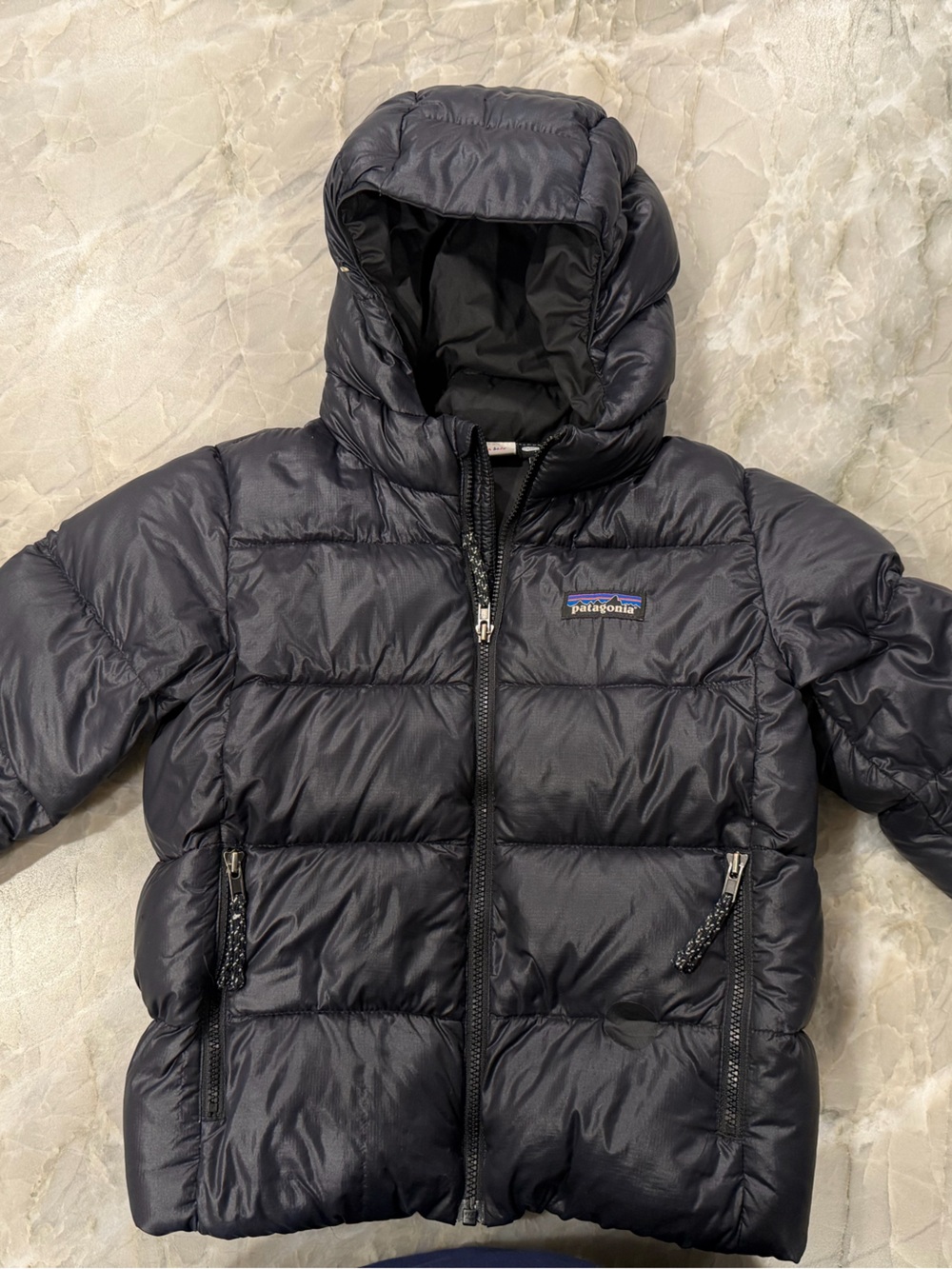 Patagonia Hi Loft Down Sweater Hooded Puffer Jacket 4T Black